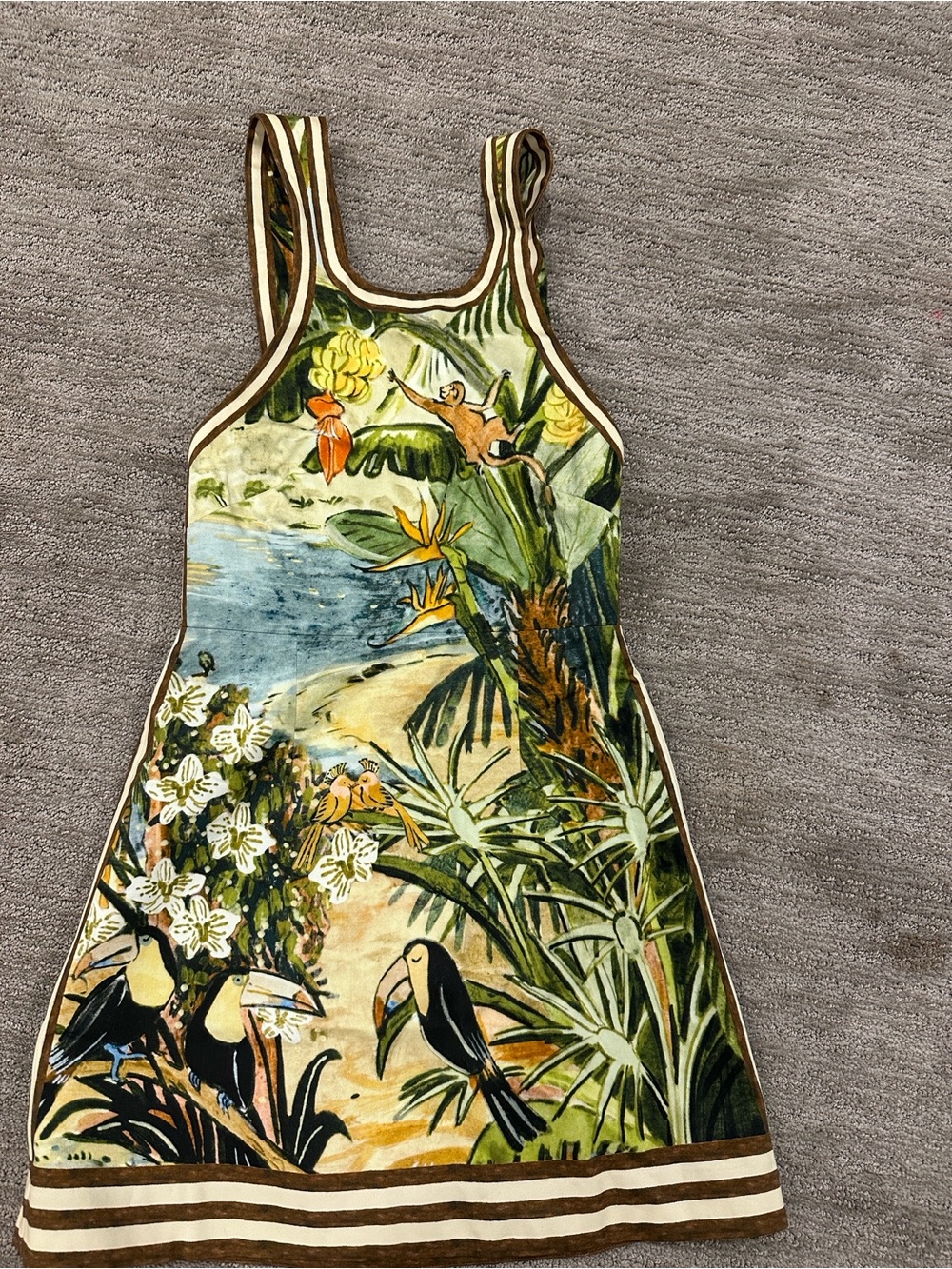 Alemais Tropical Toucan Print One-Piece Swimsuit in Green and Yellow new